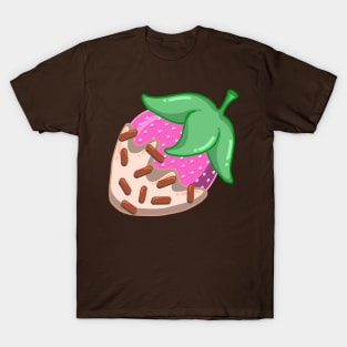 White Chocolate Covered Strawberry with Sprinkles Fresh Berry Fun Dessert Design T-Shirt